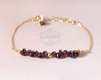 Garnet golden pyrite gemstone bracelet, January birthstone, dainty bracelet, jewelry set chain bracelet, gold silver jewelry, TAk051
