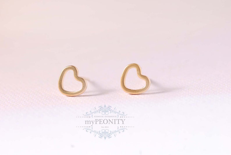 Kleine Herz Ohrstecker, Valentinstag Schmuck, süße Ohrringe, romantisches Geschenk, Liebe Schmuck, Gold Herzen, Geschenk für Freundin TO064 Bild 1