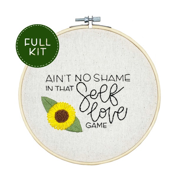 DIY Embroidery Kit for Beginners || Self Love (JVN quote) || Modern Needlework Embroidery Pattern for Adults || Learn to stitch