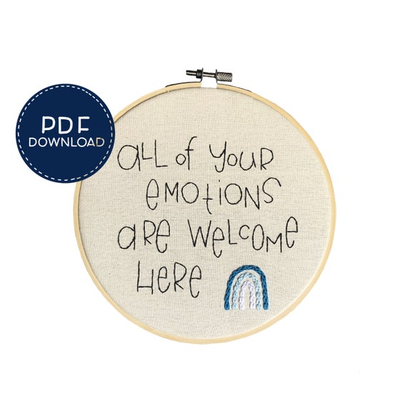 PDF DOWNLOAD DIY Embroidery Kit for Beginners Your Emotions Are Welcome  Here Modern Needlework Pattern for Adults Learn to Stitch 