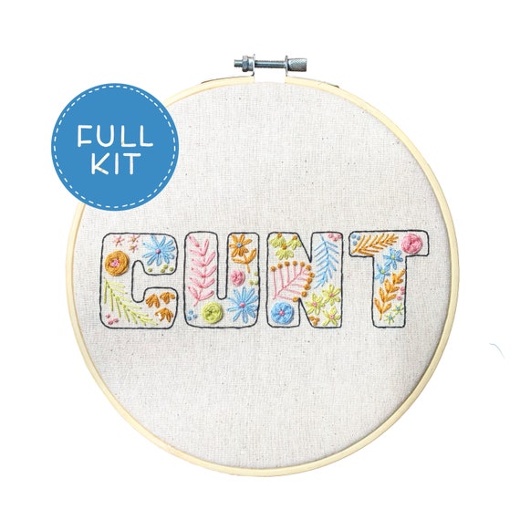 DIY Embroidery Kit for Beginners FLORAL CUNT Modern Needlework Embroidery  Pattern for Adults Learn to Stitch Snarky Rude 