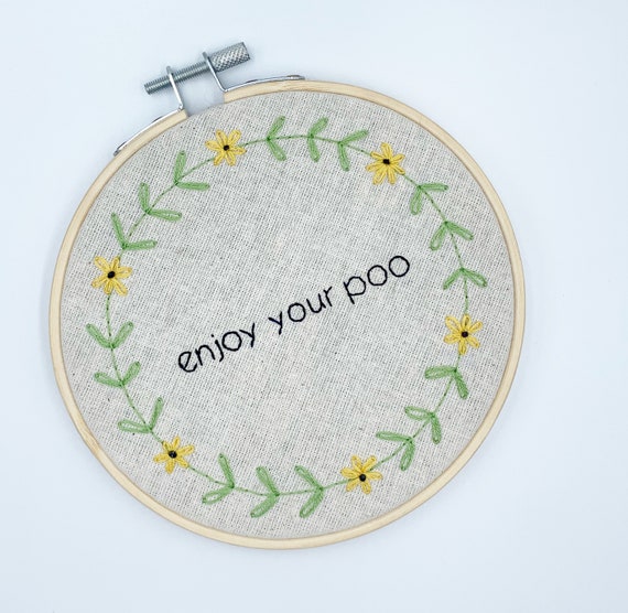 PDF DOWNLOAD DIY Embroidery Kit for Beginners Enjoy Your Poo, With Wreath  Modern Needlework Pattern for Adults Learn to Stitch 