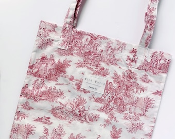 Toile de jouy tote bag - Reusable cotton bag - Sezanelike cotton tote bag