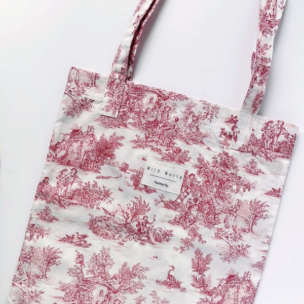 Tote bag toile de jouy - Sac coton réutilisable - Sac cabas coton sezanelike