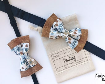 Father and son bow tie set - Natural cork bow tie - Wooden bow tie - Men's child wedding costume