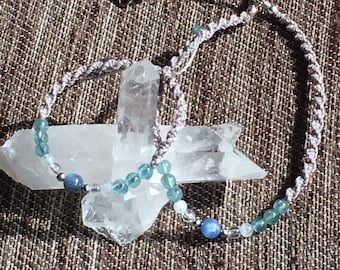 Clarifier, ensemble bracelet et collier, cyanite, pierre de lune, apatite, quartz, hématite, bijoux en pierres précieuses, « Shivas Grace »