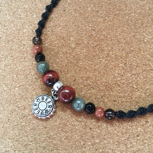 Unisex Design, Macrame Necklace with Red Tiger Eye, Garden Quartz, Onyx, Gold Stone, Smoky Quartz, Beaded Necklace &quot;Quartz Brewery&quot;