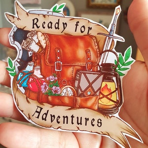 Klaar voor avonturen grote sticker | Dungeons and Dragons illustratie planner cadeau Bullet Journal rol dnd