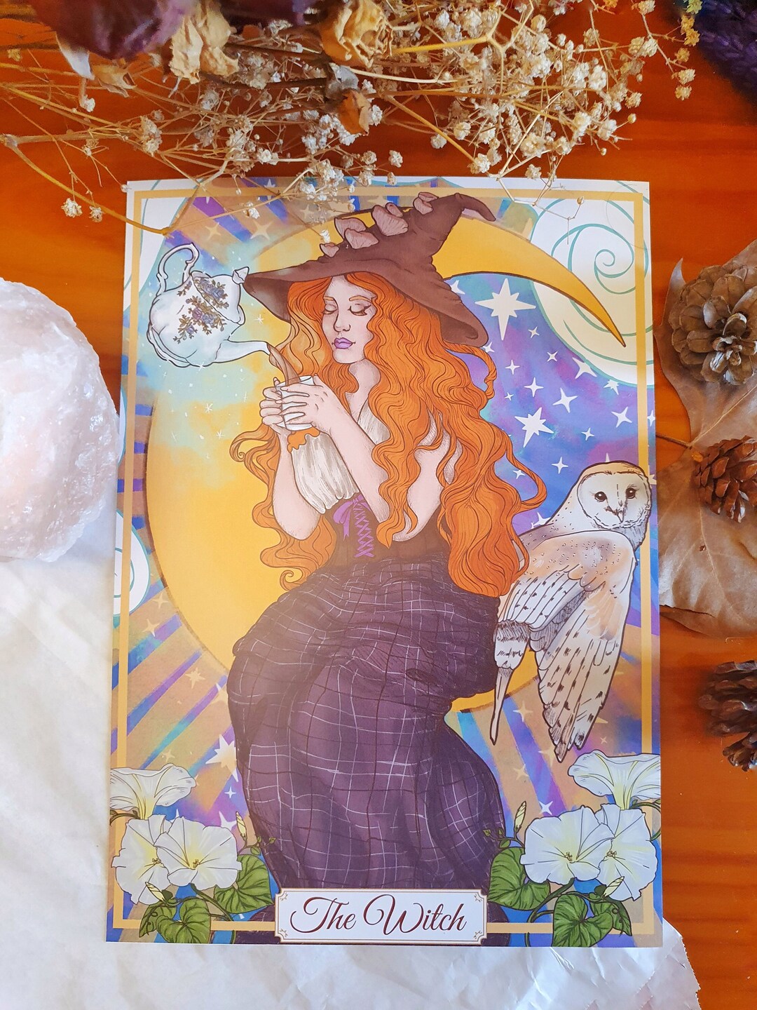 Witch Moon and Owl Beautyful Digital Art Print, Aesthetic Cottagecore ...