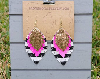 Cream Jewelry Sakura Earrings Cherry Blossom Necklace Custom Set Choose Your Color Faux Leather Necklace Faux Leather Earring Junk Jewelry