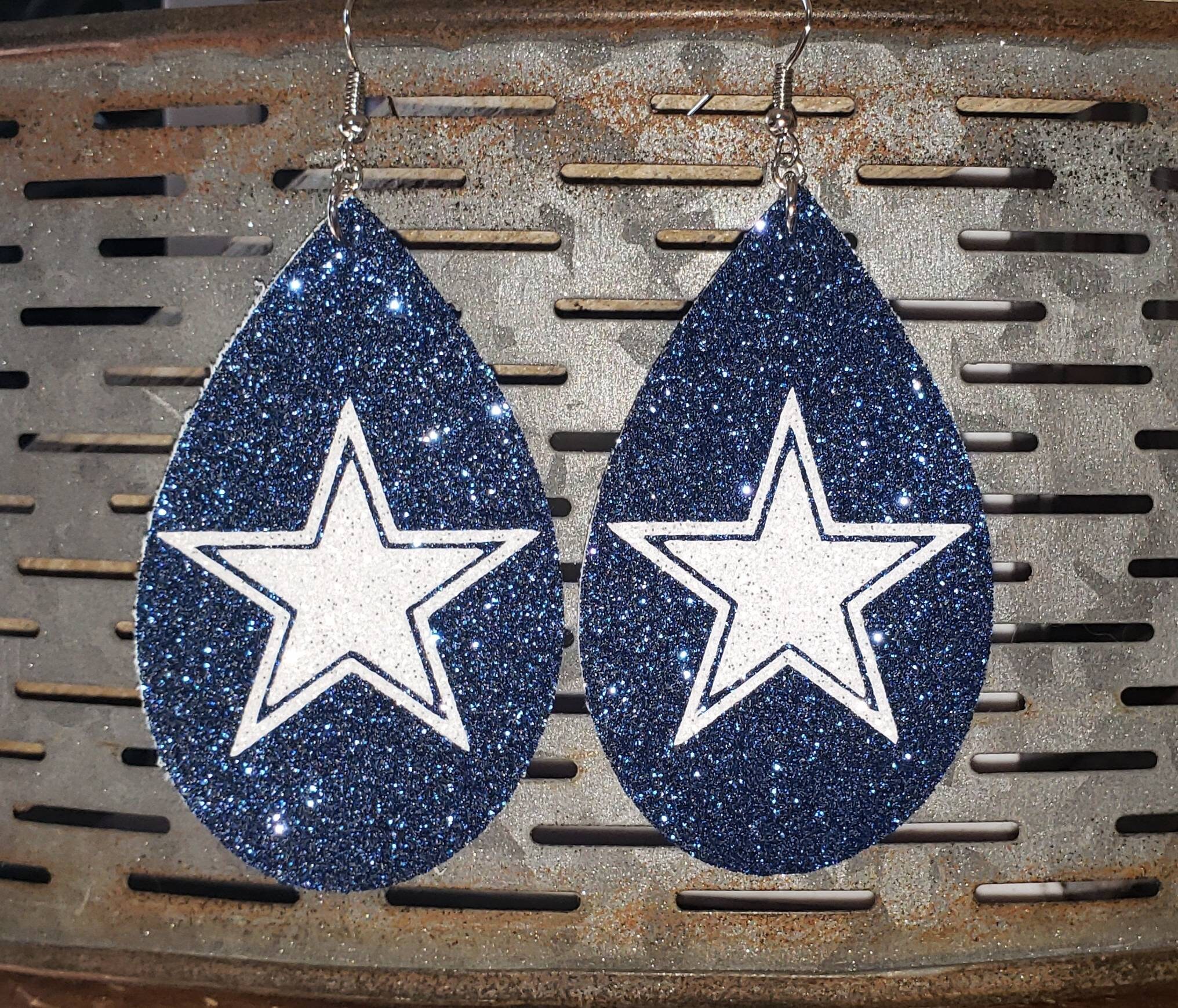Dallas Cowboys Faux Leather and HTV teardrop Earrings