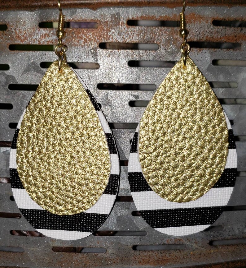 Faux Leather and HTV double layer Black and white stripe with Etsy