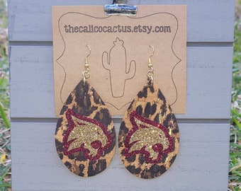 Texas State Bobcats Heart Stud Earring See Image on Model for Size Reference 
