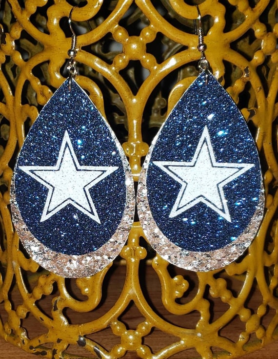 Dallas Cowboys Faux Leather and HTV teardrop Earrings