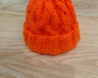 Hand Knitted Orange Toddler Hat