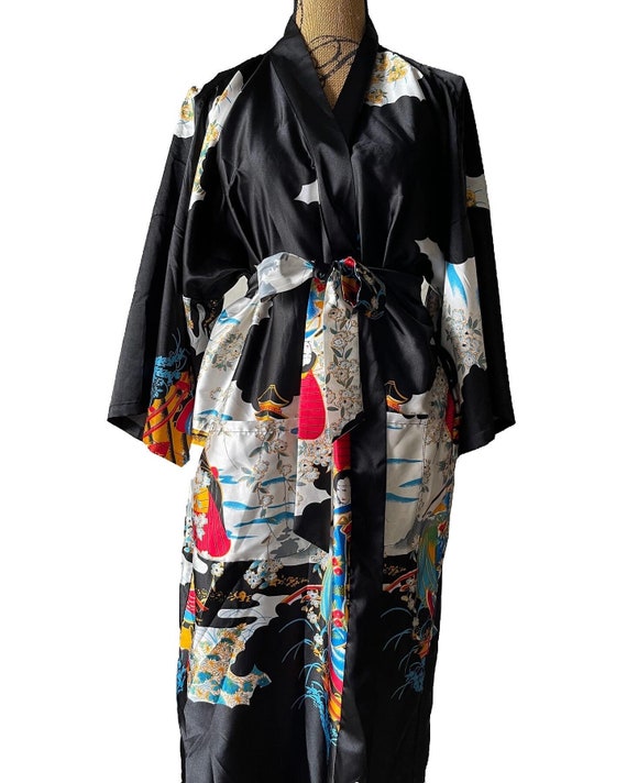 Vintage Japanese Silky Geisha Kimono Robe