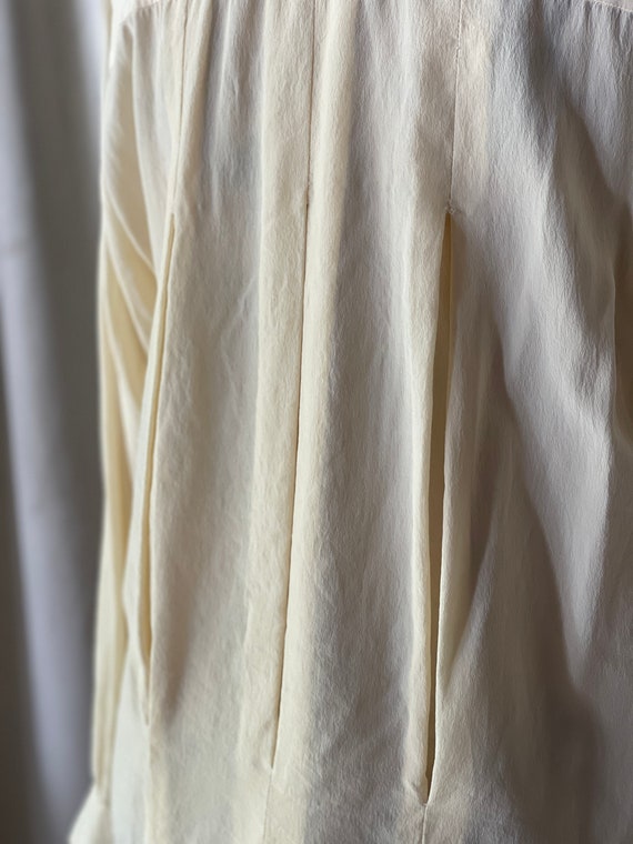 Vintage 1980's Cream 100% Silk Pleated Blouse - S… - image 6