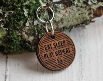 Eat Sleep Play Repeat personalized dog tag, custom dog tag, dog mom, pet parent gift