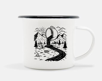 Coffee Mug, Enamel mug, Mountain Gear, Coffee Lover Gift