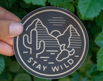 Stay Wild Sticker in Gray |travel stickers|water bottle sticker|hydroflask stickers| nature stickers| hydroflask decal