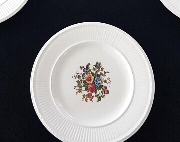 Vintage Wedgwood Edme Conway Plates, Set of 5, Floral Creamware