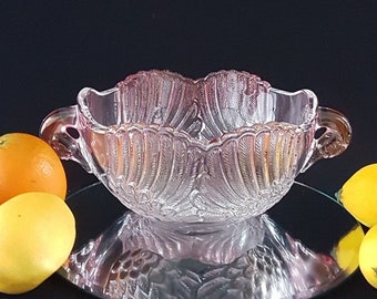 Vintage Mikasa Crystal Swan Bowl: Pink Accents, Walther Glass, 1980s