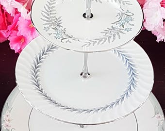 Elegant 3-Tier Bone China Cake Stand: Wedding, Tea Party & Dessert Table Centerpiece