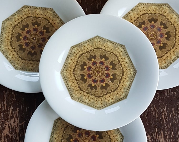 Royal Doulton PARQUET Bread Butter, Dessert Plates, Set of 4, Made in England, 1970s