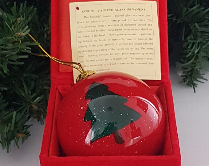 Li Bien Hand Painted Glass Blown Hanging Christmas Tree Ornament