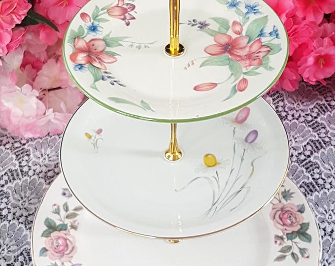 Elegant Floral 3-Tier Cake Stand: Versatile Dessert Serving Tray for Parties, Weddings & Gifts