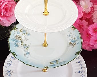 Elegant Blue & White 3-Tier Cake Stand: Versatile Serving Tray for Parties, Afternoon High Tea