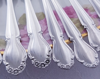 Vintage Wedding Day Stainless Seafood Fork & Butter Spreader Set - Service for 8