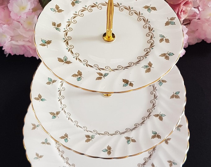 Bone China 3 Tier Cake Stand Royal Tuscan Nanette Tiered Plate Dessert Stand