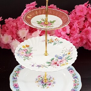 Elegant Floral 3-Tier Bone China Cake Stand for Weddings, Parties, and Afternoon Tea Service