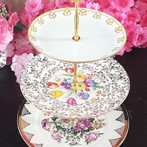Elegant 3-Tier Gold Floral Cake Stand: Wedding Dessert Tray & Buffet Centerpiece