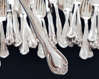 Haddon Plate DOROTHY VERNON HDN3,  Silver Plated Silverware, Place Settings for 6, McGlashanClarke Co, Kings Plate CHATELAINE, 1950-1960s