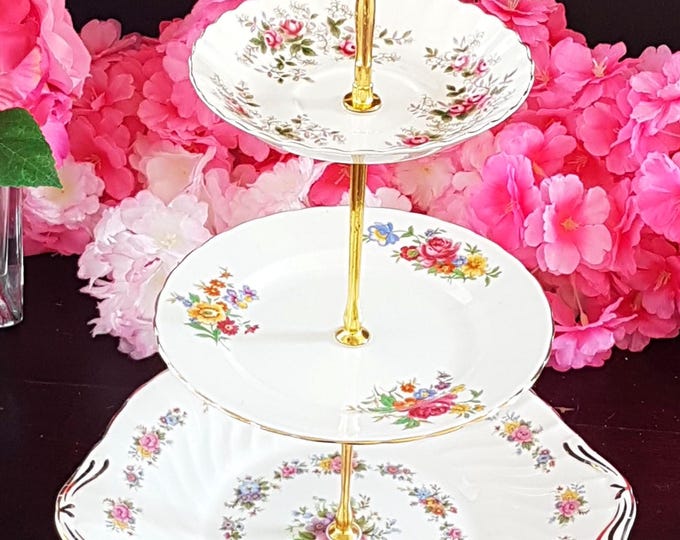 Elegant Floral 3-Tier Cake Stand: Versatile Serving Tray for Desserts, Parties & Afternoon Tea