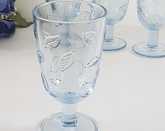 4pc Light Blue Glass 10oz Water Goblet Set for Boho Housewarming Gift