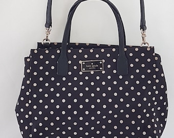Kate Spade Crossbody Bag Black White Polka Dot with Removable Strap to Top Handle Bag