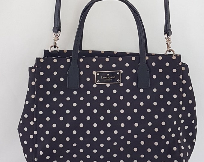 Kate Spade Crossbody Bag Black White Polka Dot with Removable Strap to Top Handle Bag