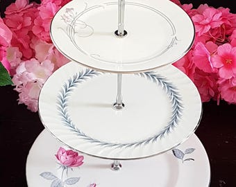 Elegant Pink & Silver 3-Tier Cake Stand: Handcrafted Dessert Server for Weddings, Parties and Celebrations