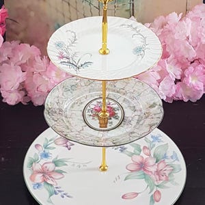 Handmade 3 Tier Cake Stand Unique Floral Tiered Dessert Stand for Gifts or Tea Parties