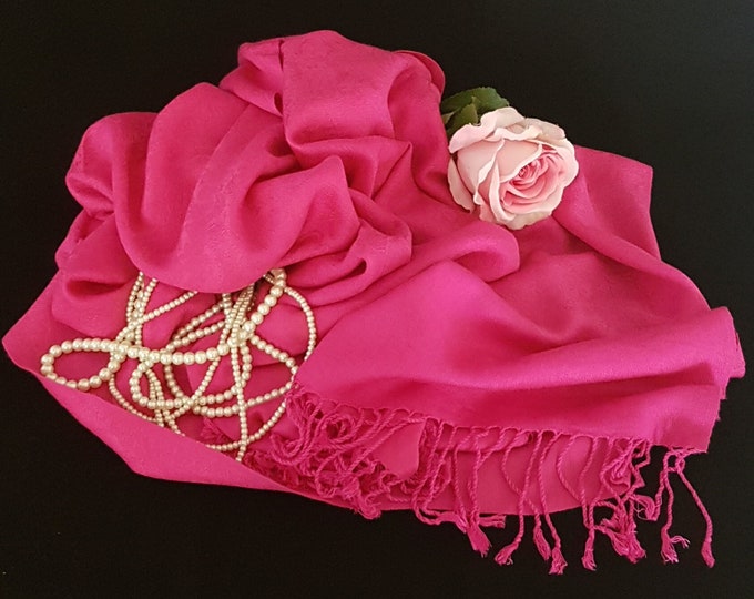 Pink Pashmina Scarf, Vintage Pashmina Evening Shawl