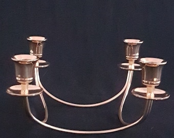 Vintage Brass Candelabra, Holds 4 Candles in a Square, Brass Candlestick Holder