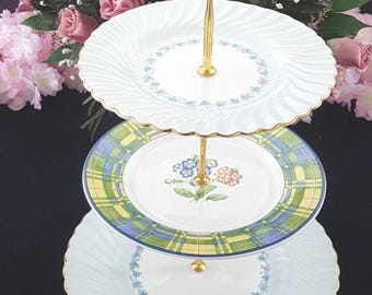 Blue Bone China 3-Tier Cake Stand Wedding Birthday Gift