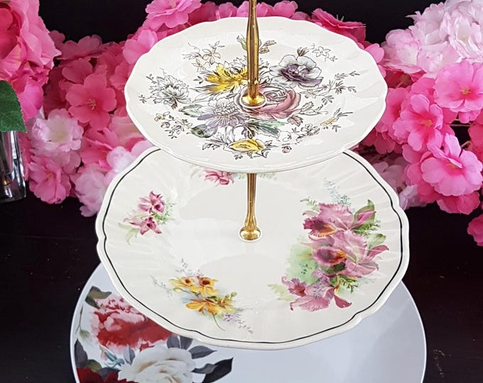 Elegant Floral 3-Tier Cake Stand: Versatile Dessert Display for Weddings, Parties & Buffets