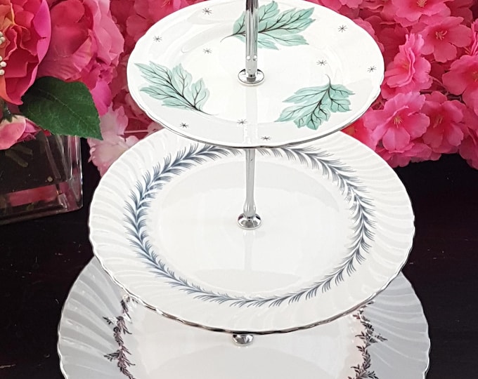 Elegant 3-Tier Bone China Cake Stand: Perfect for Desserts, Sandwiches, Parties, and Afternoon Tea