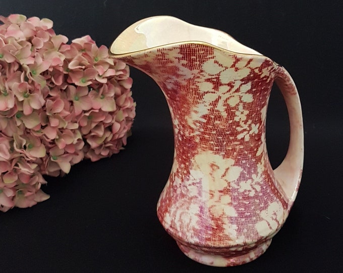 Royal Winton Grimwades ROSE BROCADE or ROSE Jug, 28oz Pitcher Vase, Made in England, 1930s