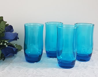 Anchor Hocking BLUE FLAIR Flat Tumbler, 12oz, Turquoise Blue Set of 4 or Set of 2