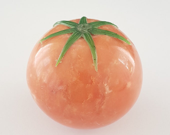 Vintage Alabaster Stone Marble Tomato, Faux Fruit Bowl Filler